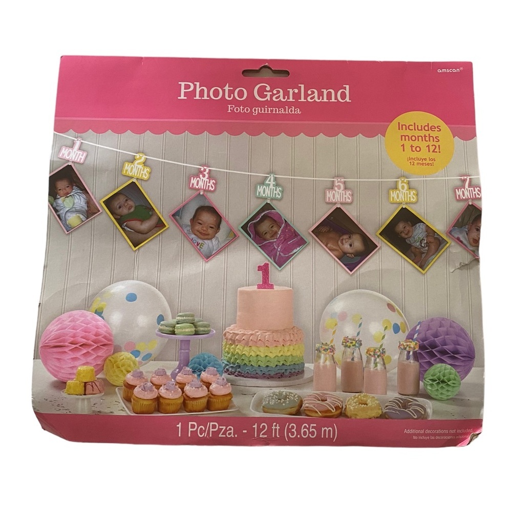 1st birthday Photo Garland